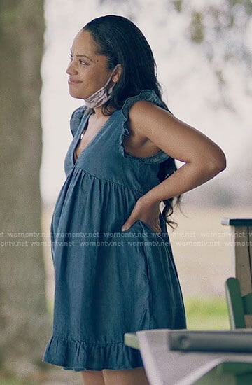 Darla’s chambray ruffle trim dress on Queen Sugar