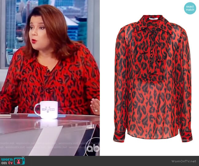 Derek Lam 10 Crosby Pussy-bow leopard-print georgette blouse worn by Ana Navarro on The View