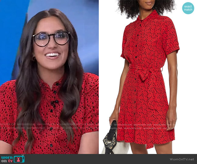 Diane von Furstenberg Jet Belted Printed Crepe Mini Shirt Dress worn by Savannah Sellers on Today