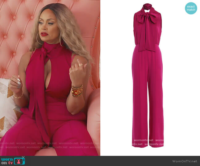 Diane von Furstenberg Fuchsia Acetate Jumpsuit worn by Gizelle Bryant on The Real Housewives of Potomac
