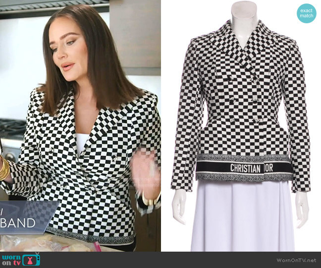 Christian Dior Checkered Blazer worn by Meredith Marks on The Real Housewives of Salt Lake City
