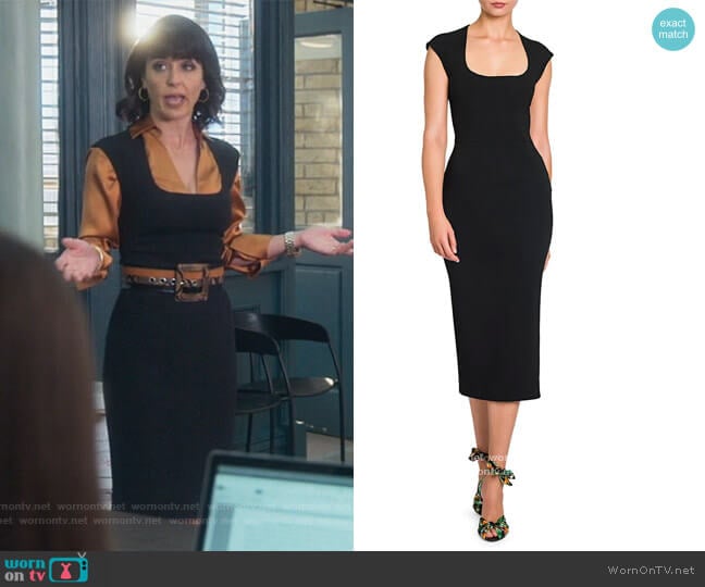 Dolce and Gabbana Cap-Sleeve Midi Dress worn by Kathleen Gale (Constance Zimmer) on Good Trouble