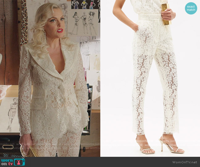 Dolce & Gabbana High-rise cotton-blend cordonetto-lace trousers worn by Alexis Carrington (Elaine Hendrix) on Dynasty