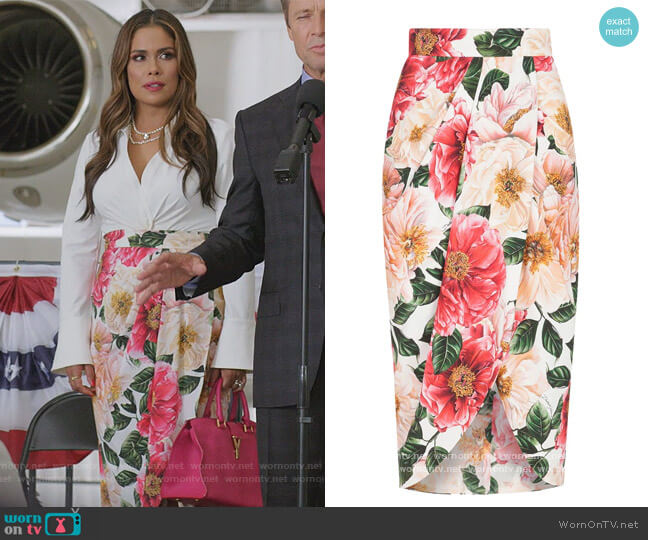 Dolce & Gabbana Floral print pencil skirt worn by Cristal Jennings (Daniella Alonso) on Dynasty