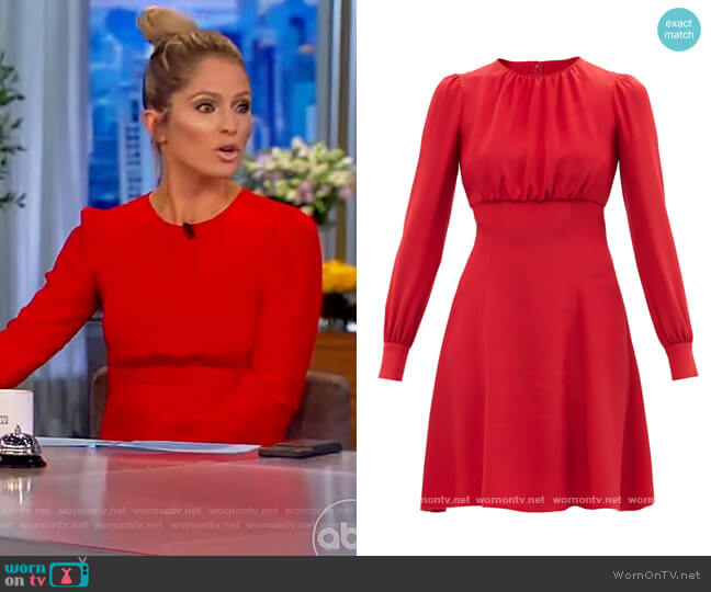 Dolce and Gabbana Gathered silk-cady midi dress worn by Sara Haines on The View