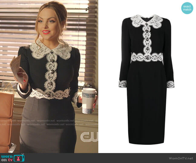 Dolce & Gabbana Cady Dress with Lace Detailing worn by Fallon Carrington (Elizabeth Gillies) on Dynasty