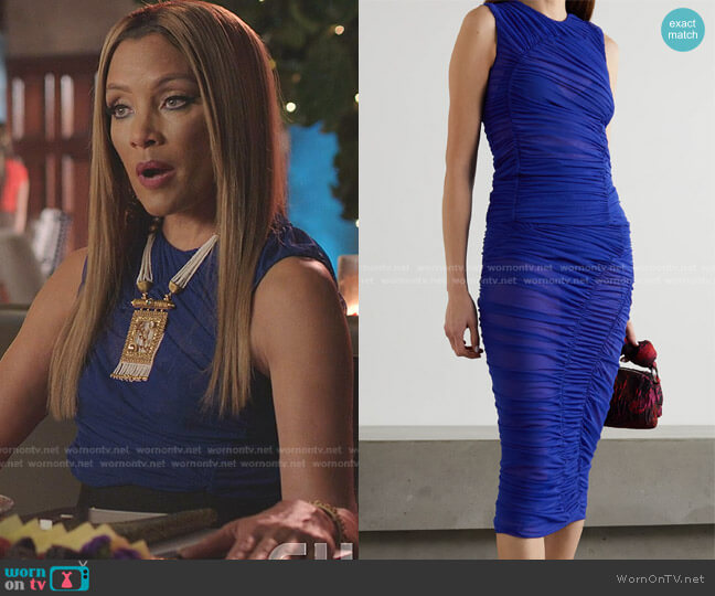 Dries Van Noten Ruched Stretch-Tulle Top worn by Dominique Deveraux (Michael Michele) on Dynasty
