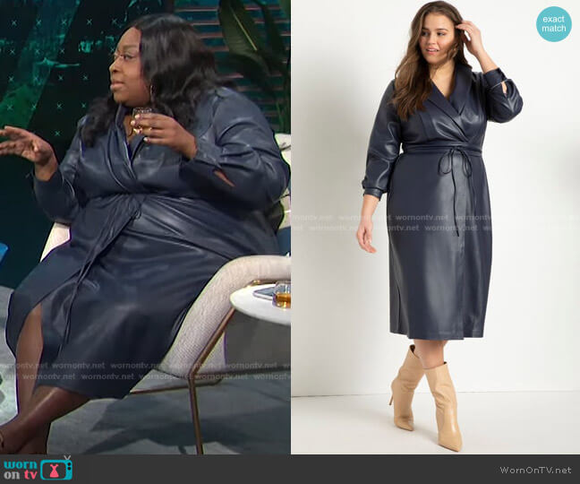 Eloquii Shawl Collar Vegan Leather Dress worn by Loni Love on E! News