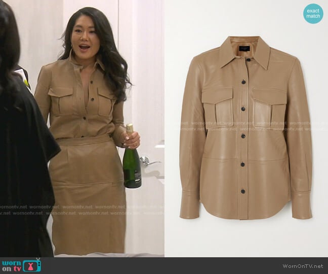 Equipment Garcella Leather Shirt worn by Crystal Kung Minkoff on The Real Housewives of Beverly Hills