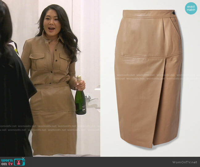 Equipment Khloelle Leather Skirt worn by Crystal Kung Minkoff on The Real Housewives of Beverly Hills