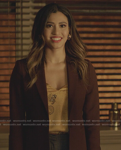 Eva’s yellow paisley print cami on Dynasty