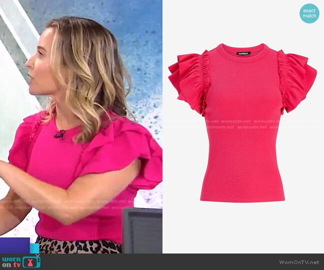 Express Ribbed Ruffle Sleeve Tee