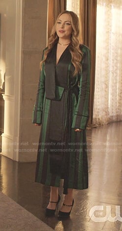 Fallon’s green and black striped robe on Dynasty