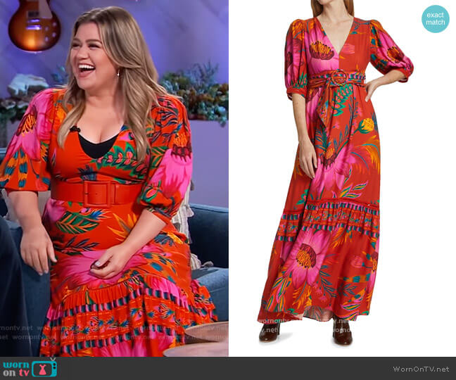 Farm Rio Floral Maxi Dress worn by Kelly Clarkson on The Kelly Clarkson Show