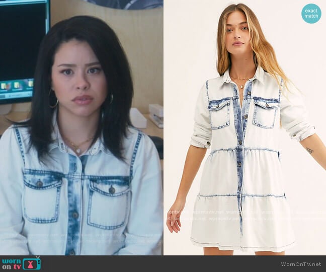 Free People Nicole Denim Shirtdress worn by Mariana Foster (Cierra Ramirez) on Good Trouble