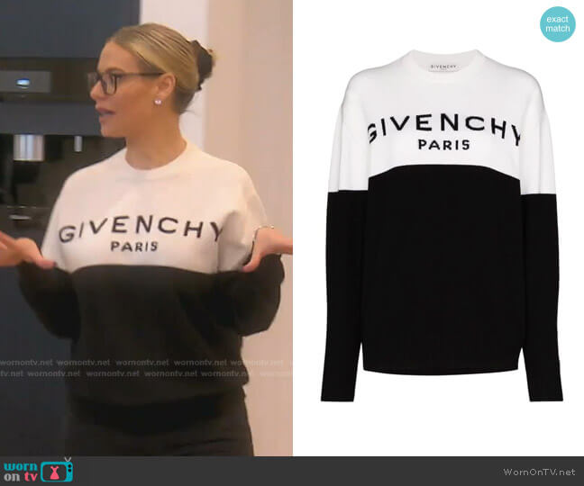 Givenchy Two Tone Logo Jumper worn by Dorit Kemsley on The Real Housewives of Beverly Hills