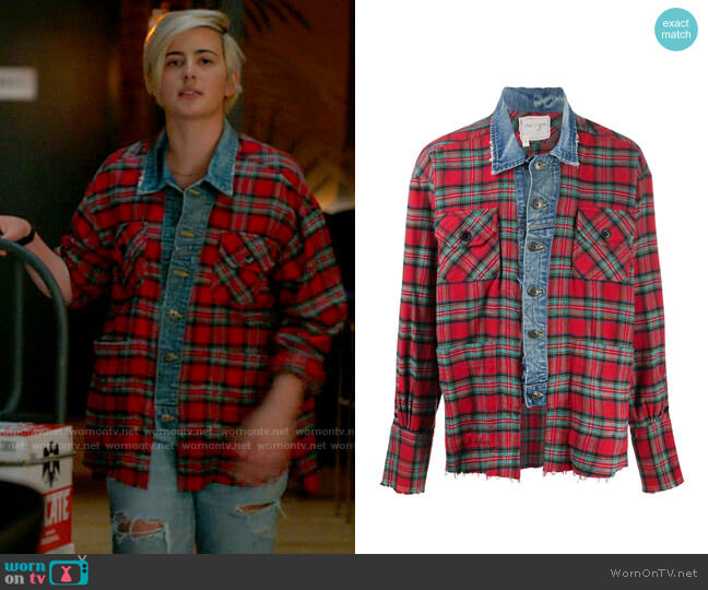 Greg Lauren Checked Denim Shirt worn by Sarah Finley (Jacqueline Toboni) on The L Word Generation Q