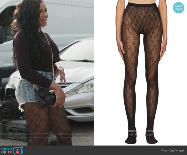 Gucci Black GG Tights worn by Mia Thornton on The Real Housewives of Potomac