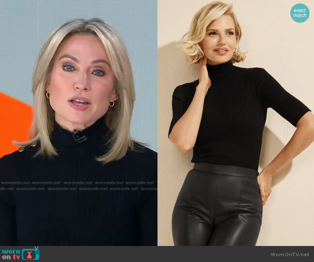 Guess Dalia Sweater Top worn by Amy Robach on Good Morning America