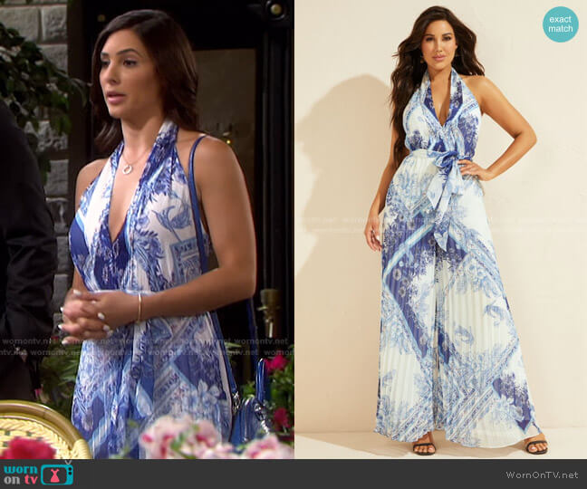 Guess Forever Pleated Jumpsuit worn by Gabi Hernandez (Camila Banus) on Days of our Lives
