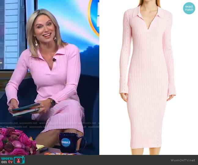 Helmut Lang Long Sleeve Slash Dress worn by Amy Robach on Good Morning America