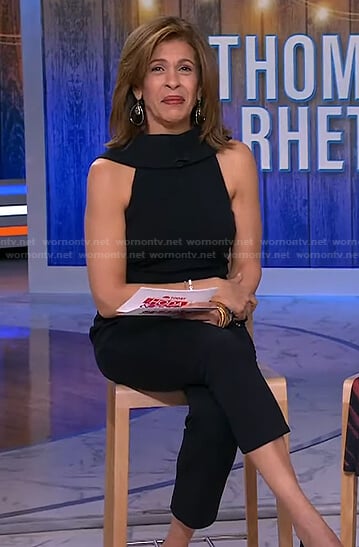 Hoda’s black sleeveless jumpsuit on Today