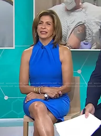 Hoda’s blue twist neck dress on Today
