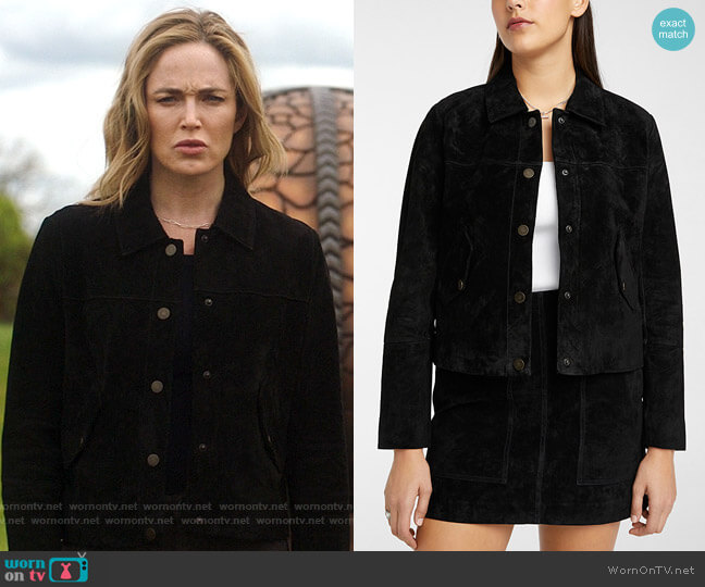 Icone Flap-pocket suede jacket worn by Sara Lance (Caity Lotz) on Legends of Tomorrow