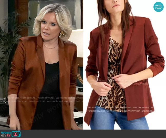 INC International Concepts Satin Open-Front Blazer worn by Ava Jerome (Maura West) on General Hospital
