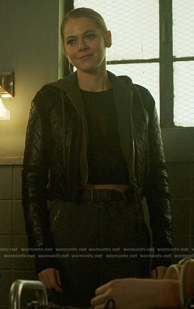 Isobel’s quilted leather jacket on Roswell New Mexico