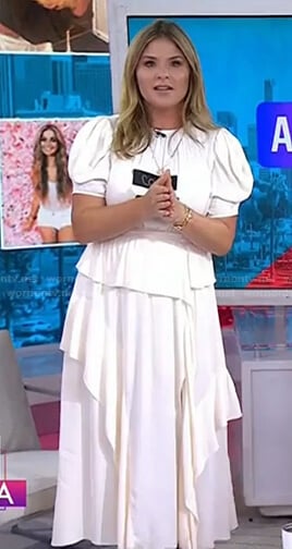 Jenna’s white puff sleeve tie waist dress on Today