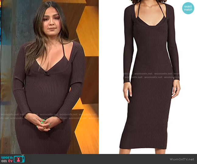 Jonathan Simkhai Liza Scoop Neck Midi Dress worn by Erin Lim on E! News