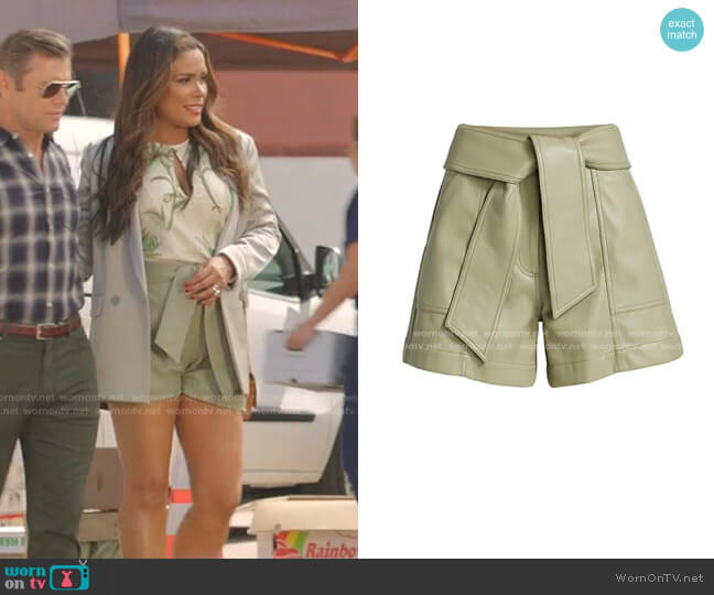 Jonathan Simkhai Mari Vegan Leather Tie Waist Shorts worn by Cristal Jennings (Daniella Alonso) on Dynasty