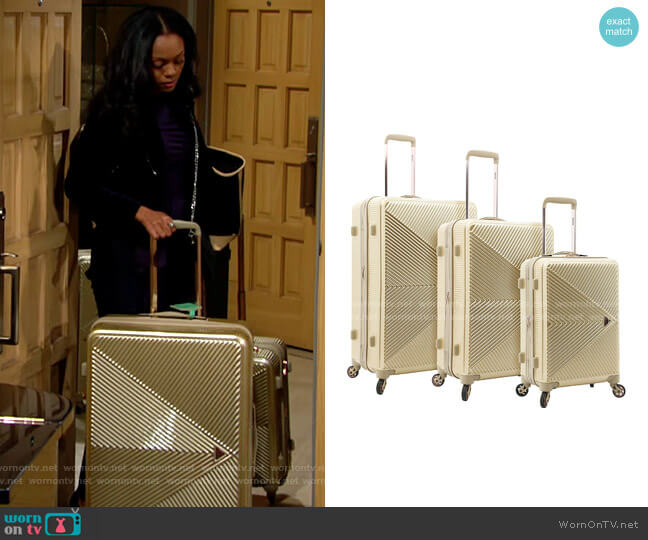 Kensie Dawn Hardside 3-Piece Spinner Luggage Set worn by Amanda Sinclair (Mishael Morgan) on The Young and the Restless