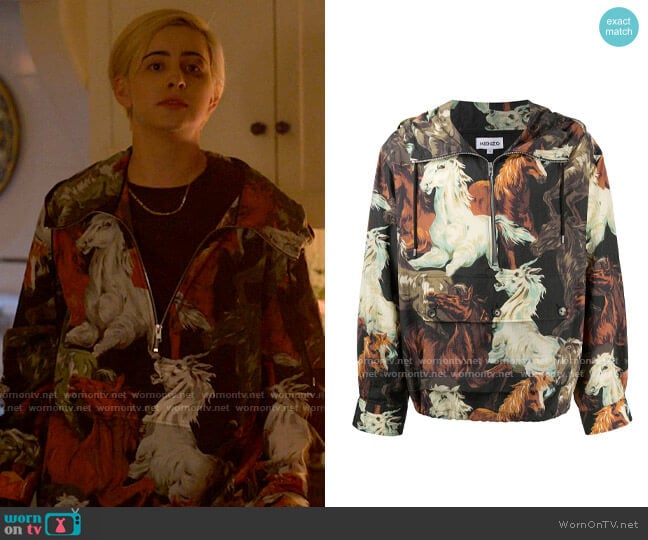 Kenzo Chevaux half-zip windbreaker worn by Sarah Finley (Jacqueline Toboni) on The L Word Generation Q