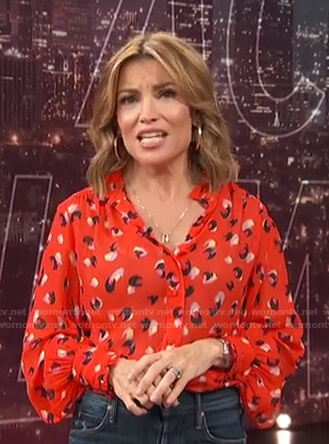 Kit’s red print blouse on Access Hollywood
