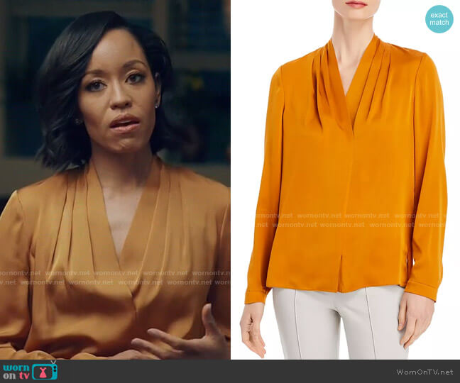 Kobi Halperin Nellie Blouse in Bronze worn by Charley Bordelon West (Dawn-Lyen Gardner) on Queen Sugar