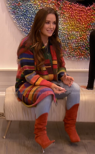 Kyle’s multicolor striped coat on The Real Housewives of Beverly Hills