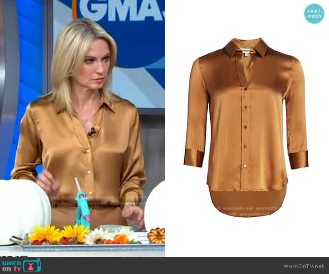 L'Agence Dani Three-Quarter Sleeve Silk Blouse worn by Amy Robach on Good Morning America