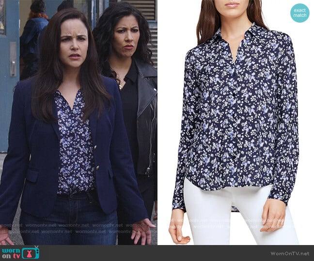 L'Agence Holly Printed Floral Blouse worn by Amy Santiago (Melissa Fumero) on Brooklyn Nine-Nine
