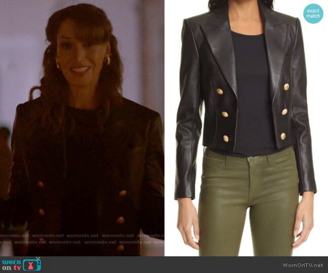 L'Agence Inez Crop Leather Blazer worn by Bette Porter (Jennifer Beals) on The L Word Generation Q