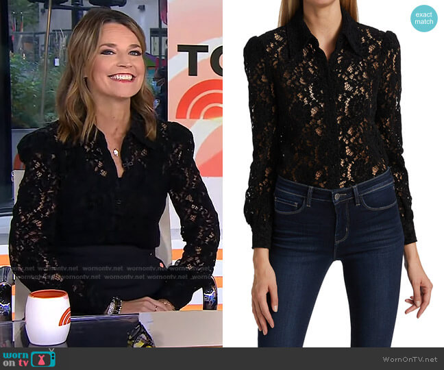 L'Agence Jenica Lace Blouse worn by Savannah Guthrie on Today