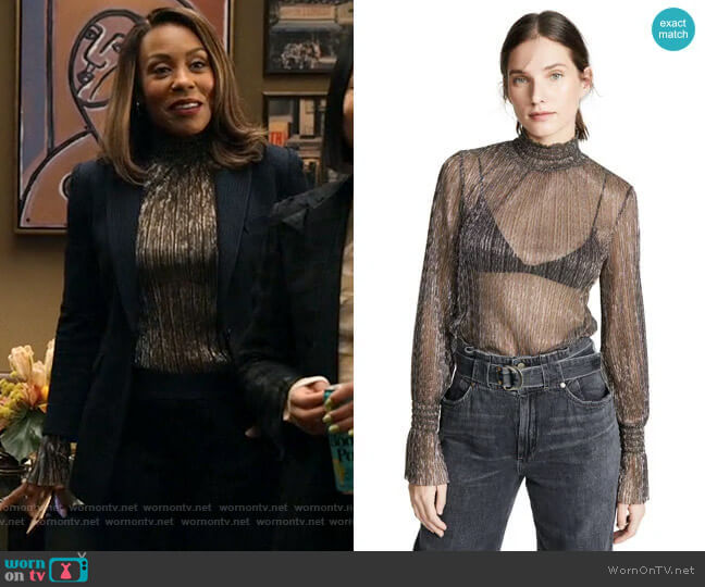 L'Agence Paola Blouse worn by Mia Jordan (Karen Pittman) on The Morning Show
