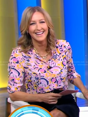 Lara’s pink floral shirt on Good Morning America