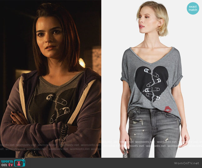 Lauren Moshi Brixton Safety Pin Heart worn by Aurora Decker-Morningstar (Brianna Hildebrand) on Lucifer