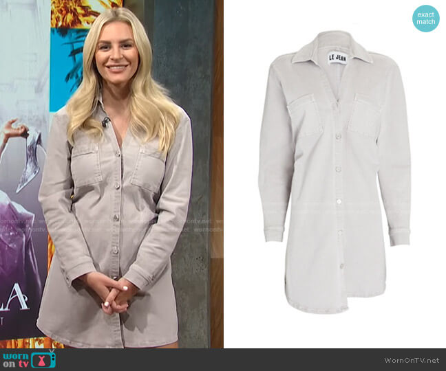 Le Jean Eliza Denim Mini Shirt Dress worn by Morgan Stewart on E! News