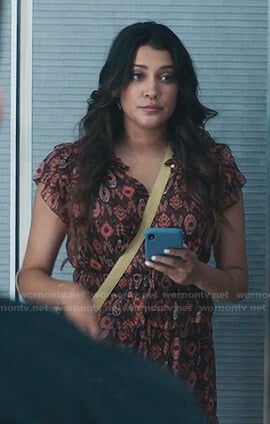 Leela Devi’s ikat print ruffle dress on The Resident