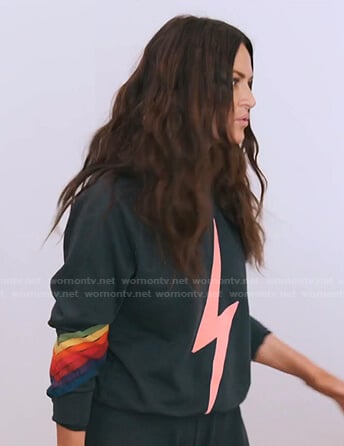 Lisa’s navy lightning bolt sweatshirt on The Real Housewives of Salt Lake City