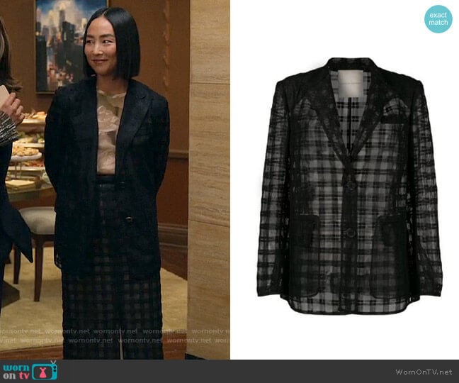 Marco de Vincenzo Satorial Jacket worn by Stella Bak (Greta Lee) on The Morning Show