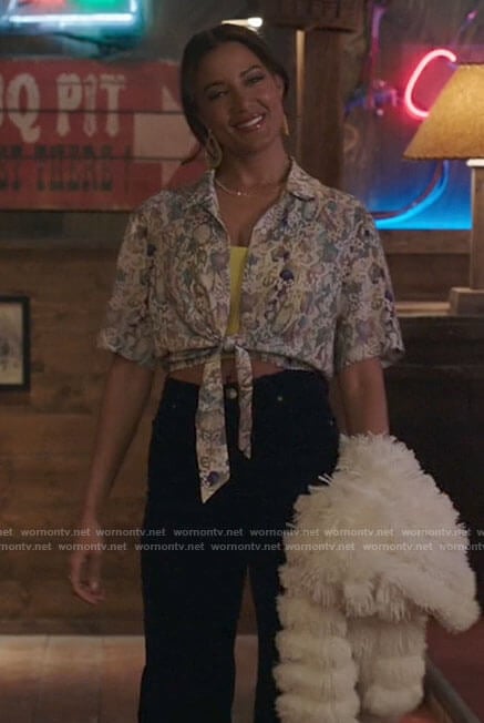 Maria’s snake print tie front crop top on Roswell New Mexico